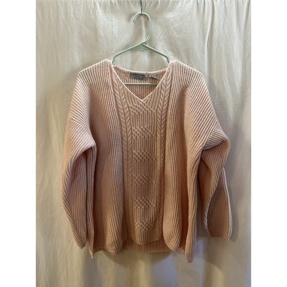 Vintage Carolyn Taylor Pink Cable Knit Sweater Women’s Size L - Picture 6 of 6